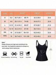 1 chiếc đai nịt bụng thể thao có móc và khóa kéo, áo corset định hình cơ thể, nâng đỡ ngực, kiểm soát vùng bụng. - màu đen - Xem 4