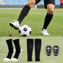 1 Set Soccer Gear Set (Soccer Socks + Leg Sleeves + Shin Guards) For Soccer Training, Effectively Wraps The Legs - Multicolor - View 5