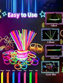 200/100/50pcs Glow Stick Bracelets & Necklaces, Fluorescent Colorful Glowing Sticks For Party, Wedding, Concert, DIY Glow Bracelets, Party Decorations, Music Festival Supplies - View 5