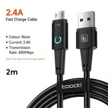 Toocki Micro USB 数据线，兼容三星 S10，支持 2.4A 快充，适用于风扇、耳机、LED 灯、手机充电器、数据线，也兼容三星 Galaxy S7/HTC、安卓手机、Kindle、相机、MP3 等设备。 - 彩色 - 查看 10