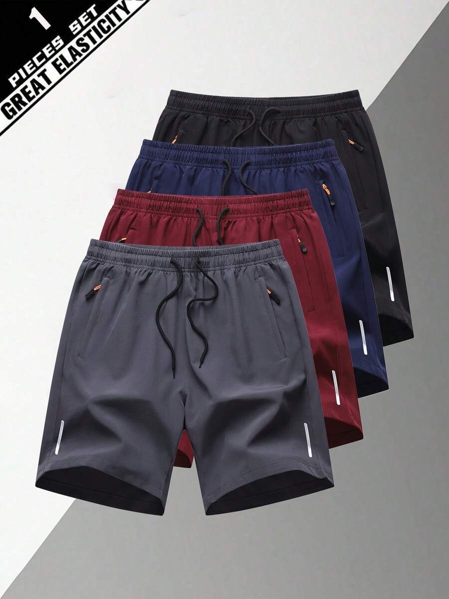 1pc Men's Summer Lightweight Casual Shorts, Fashion Sports Outdoor Running Shorts Unisex Design - Grey - View 1
