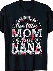 Plus Size, 100% Women's Plus Size T-Shirt 0XL-5XL - Family Gift With Quote For Mom And Grandma, Ideal For Strengthening Family Bonds, Black Short-Sleeved Top With Round Neck, Relaxed And Loose Fit, For Grandma And Niece, Same Style For Men And Women, Short-Sleeved Shirt Summer 2025. - Black - View 2