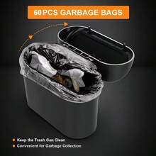 3 piezas Papelera de coche compacta con tapa, papelera de coche mini a prueba de fugas, accesorios de coche - Durable y fácil de limpiar, incluye 2 rollos de bolsas de basura - Varios - Ver 2