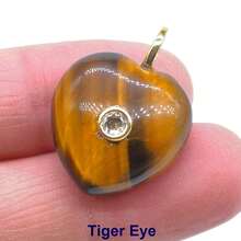 Colgantes de piedras naturales con forma de corazón de 20 mm con circonita, piedras naturales de amazonita, amatista, lapislázuli y ojo de tigre para hacer joyas, collares, pendientes y accesorios DIY - Piedra - Ver 10