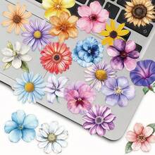 50pcs Vibrant Flower Stickers Decor For Planner, Diary, Phone Case, Guitar, Skateboard, Tablet, Self-Adhesive Seal Stickers, Great Gift For Family And Friends - Multicolor - View 4