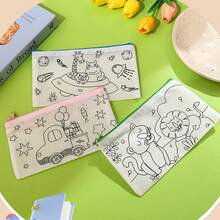 3 chiếc túi đựng văn phòng phẩm đa năng sáng tạo, hộp bút vẽ graffiti tự làm, túi đựng bút quà tặng hội họa - hộp bút chì - Xem 2