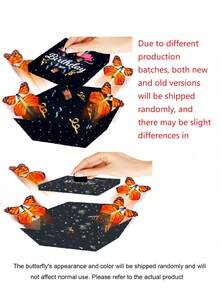 4pcs Surprise Butterfly Pop-Up Gift Box - Spring-Driven Flying Mechanism, Sturdy Cardboard Material, Self-Assembly Required. Suitable For Birthday, Graduation, Valentine's Day, Wedding, Proposal And Christmas Occasions. Battery-Free Pop-Up Flying Gift Box. Floral Pattern Design. A Magical Surprise Packaging For Adults, Ideal For Wedding, Event And Holiday Gifts. - Multicolor - View 15