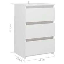 vidaXL 2x Nightstand With 3 Drawers, Bedside Table, Night Console, Night Chest, Bedroom Cabinet, Chest Of Drawers, White, 40x35x62.5cm, Wood Composite - White - View 4