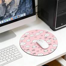 1 pieza Alfombrilla de ratón redonda de dibujos animados de moda, accesorios de computadora/portátil de 7.87 pulgadas con base de goma antideslizante, adecuada para computadora, portátil, uso de oficina, gran regalo para niñas y mujeres - Ver 1