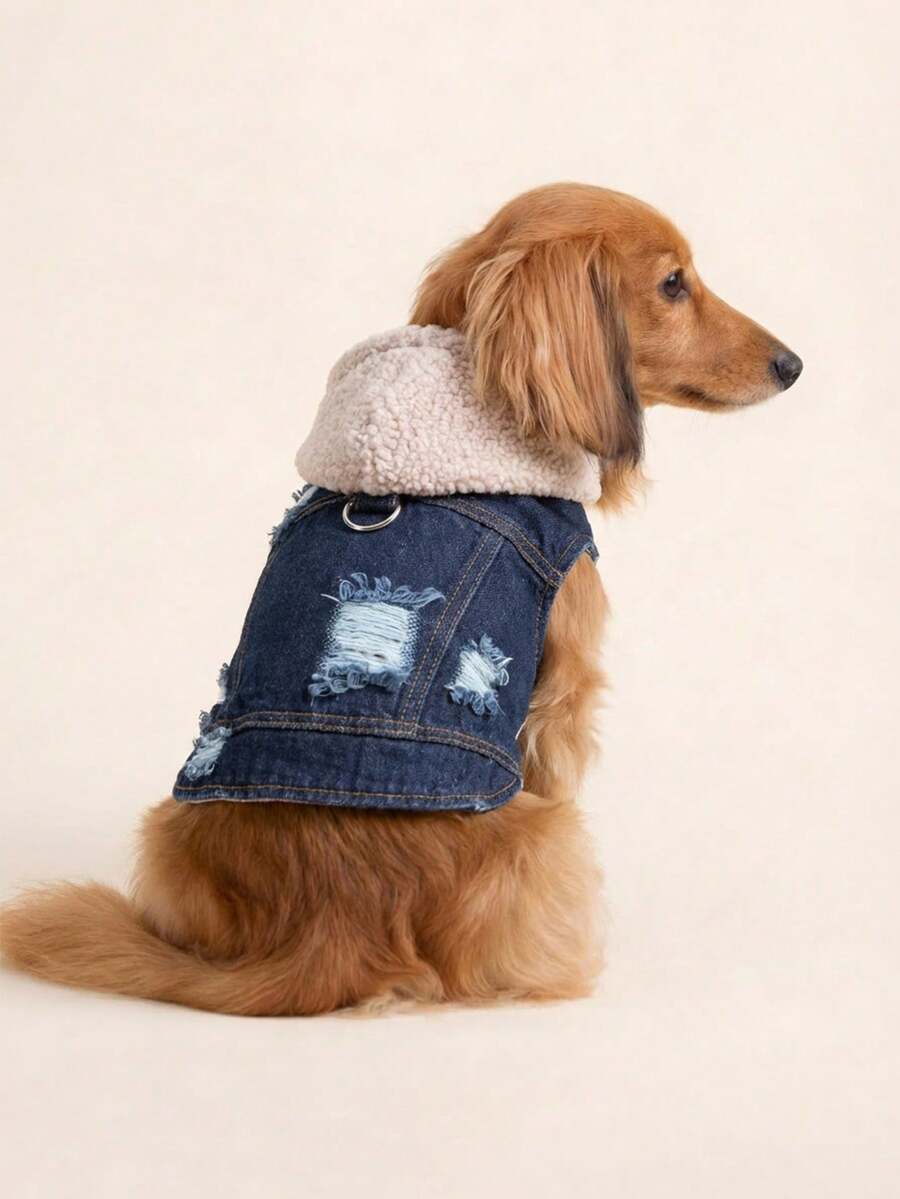 PETCIRCLE 1件宠物衣服，狗狗/猫咪套装，小型犬/幼犬可爱时尚舒适抓绒连帽外套 - 粉色 - 彩色 - 查看 1