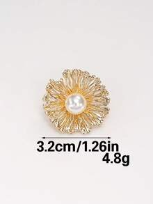 10Pcs Gold Silver Tone Hollow Flower Pearl Metal Buttons, Decorative Fasteners For Clothing - Multicolor - View 9