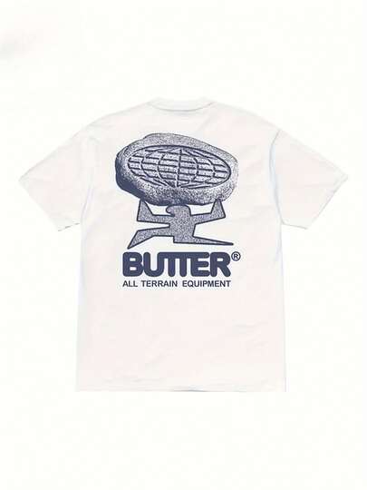 Camiseta con Logo de Butter Goods Racing - Diseño Gráfico Retro Geométrico de Cuchillo para Mantequilla, Corte Regular, Manga Corta, Unisex, Ropa Casual, con Impresión Digital Vibrante