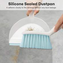 NACENA Handheld Dustpan And Broom Set – Mini Compact Brush Combo For Desktop, Sofa, Car & Kitchen Crumbs Small Cleaning Tool With Stiff Bristles, Blue - 藍色-1 - 查看 3