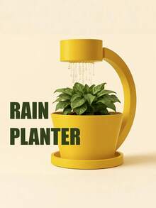 1pc Simulated Rain Planter - Top Water Storage Chamber - Can Simulate Rainfall - Quick Disassembly Design - Built-In Rain Spray Device - Suitable For Indoor Small Plants - With Tray - A - View 6