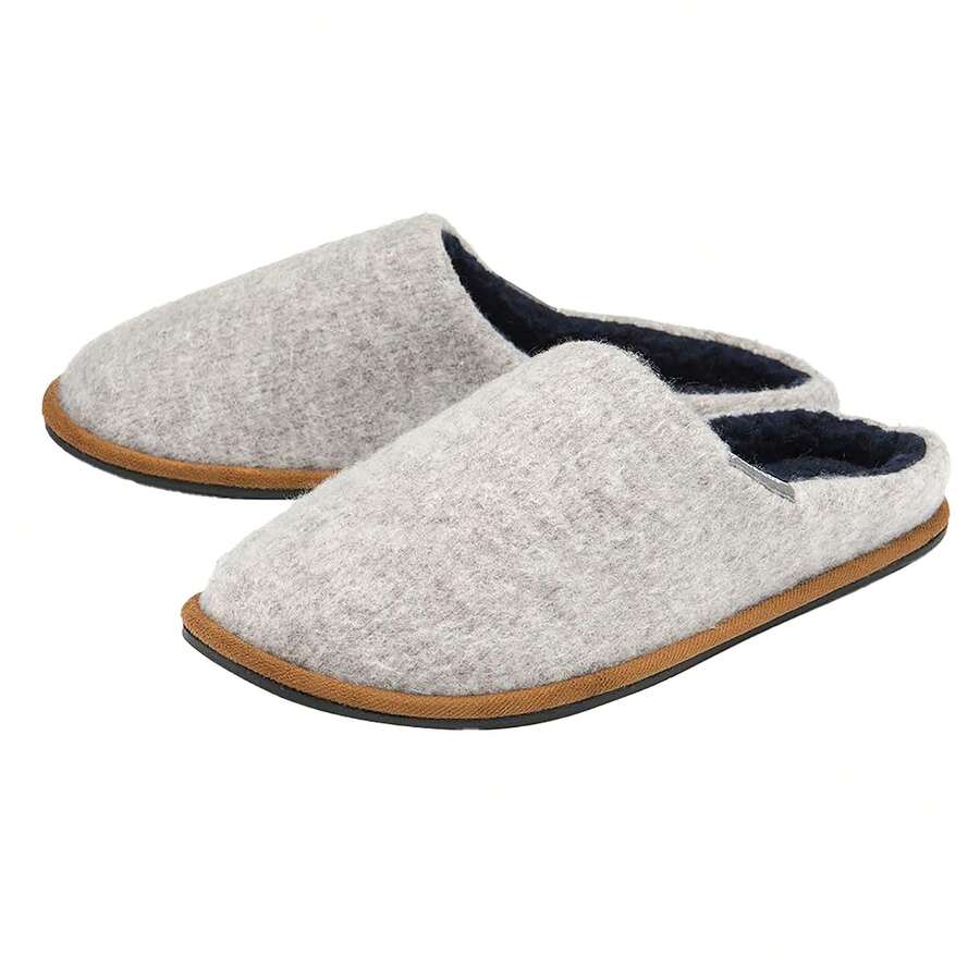 Dunlop - Mens Slip On Mule Slippers | Memory Foam Slippers With Hard Traction Rubber Sole - Light Grey - View 1