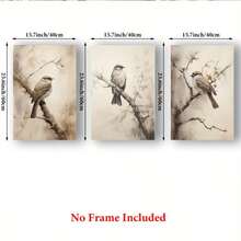 3pcs Set, No Framed, Canvas Painting Of A Bird Sitting On A Branch, Wall Art Suitable For Home Decoration, Living Room, Bedroom, Kitchen, Office, Cafe Decoration, Perfect Gift And Decoration - Birds Perched On Branches - View 8