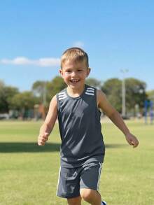 Boys' Premium Soccer Jersey And Shorts Set With Sleeve Detail And Lightweight Fabric - 灰色 - 查看 8