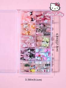 SANRIO 240片Hello Kitty美甲贴纸（10种混合图案/套），中号方形Y2K豹纹和牛奶盒图案法式美甲贴纸，包含可爱的3D凝胶Hello Kitty、Kuromi和Pompompurin装饰，以及水钻、钻石、蝴蝶结和心形珍珠设计，粉色少女风和赛博朋克风，完美适用于亚克力美甲套装，包含1瓶胶水和1个指甲锉，适合女性和女孩日常、派对和聚会使用。 - 彩色 - 查看 6