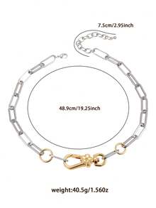 1件夏季双色金银回形针链项链花朵登山扣吊坠项链，女士Y2K日常礼物 - 雙色花朵鏈 - 查看 5