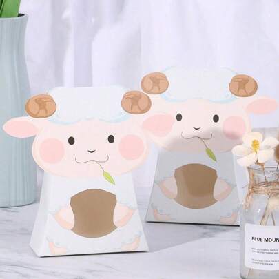 6/12/24 piezas Cajas de regalo con forma de oveja de papel, cajas de recuerdo con patrón de animales lindos para Eid Al-Adha, embalaje de dulces, cajas de aperitivos para fiestas y cumpleaños