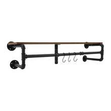 SHIOUCY Black Industrial Wall Mounted Coat Rack, Pipe Style Storage Shelf With Hooks For Entryway Bedroom Kitchen Organizer - View 6