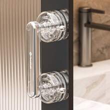 Asa de puerta con ventosa sin taladro y extraíble, asa de empuje y tracción resistente al agua y reutilizable para puerta corrediza de baño, gabinete de cocina, refrigerador, puerta de ducha, armario, barra de agarre para puerta sin adhesivo antideslizante para mejoras del hogar, reemplazo de perilla de puerta transparente de alta resistencia - Multicolor - Ver 6