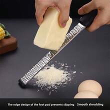 Stainless Steel Cheese Grater, Lemon Zester, Vegetable Shredder, Small Kitchen Tool - Black - View 12
