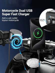 Nuevo Cargador de Teléfono USB Super Rápido PD QC4.0 para Motocicleta, con Cable de Datos Tipo-C Retráctil y Voltímetro Digital, sin Batería - A - Ver 3