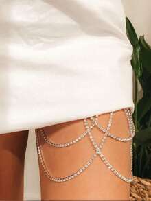 1pc Fashionable Sexy Multi-Layer Leg Chain, Crystal Elastic Cord Body Chain For Women, Personalized Nightclub Leg Jewelry - Multi-layer Leg Chain - View 2