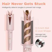 Hatteker 1个25毫米可充电自动旋转卷发棒，便携式无线家用大波浪卷发器美发造型工具 - 粉色 - 查看 7