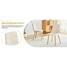 Sillas de comedor - Blanco + Madera + Tela + Madera maciza + Juego de 21 - Ver 10