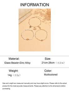 3pcs/Set Summer Beach Vacation Style Rice Bead Gold Anklet, Fashion Popular Coconut Tree Shell Marine Life Multi-Pendant Women's Foot Jewelry, Suitable For Daily Wear And Beach Vacation Travel, Rice Bead Color Is Random And Not Fixed - Multicolor - View 5