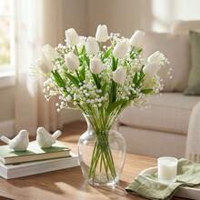 Bộ 12 bông hoa giả, bao gồm hoa tulip trắng, hoa oải hương tím, hoa baby's breath, thích hợp để trang trí phòng ngủ, nhà cửa, nhà bếp, làm quà tặng, trang trí phòng khách, trang trí bàn tiệc, phụ kiện bàn làm việc, trang trí phòng khách, vật trang trí bàn ăn. - Nhiều màu - Xem 1