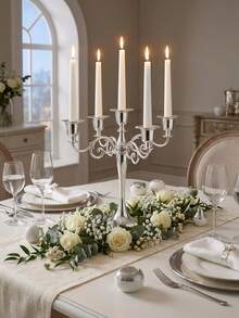 Candelabro vintage, elegante candelabro de metal plateado de 3 brazos, estilo europeo, decoración del hogar, juego de candelabros plateados, perfecto para fiesta de cumpleaños, decoración navideña, decoración de Año Nuevo, sala de estar, dormitorio, cocina y decoración del hogar, decoración de habitación, regalo de Navidad - Multicolor - Ver 11