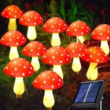 Solar Mushroom Pathway Lights, Outdoor Garden Decor Lamps, LED String Lights, Warm White, 8 Lighting Modes, Suitable For Yard, Walkway, Flower Bed And Holiday Party Ambiance Lighting - warm light - View 11
