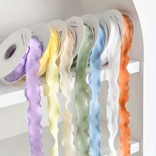 Pleated Chiffon Ribbons DIY Bowknot, Flower Bouquet Wrapping, Macarons Colorful Ribbons, Flower Shop, Cake Craft Materials Valentine's Day - Multicolor - View 6