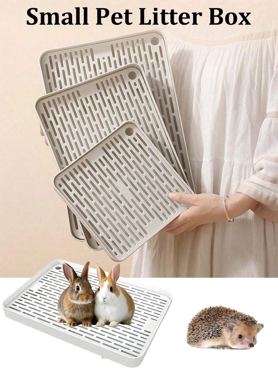 Double-Layer Perforated Small Pet Litter Box With Drainage Hole(No Open, You Can Open Drainage Hole Yourself If Necessary)Detachable For Easy Cleaning Convenient Pet Potty Tray Suitable For Hamsters Ferrets Rabbit And Other Small To Medium Pets All-Season Use