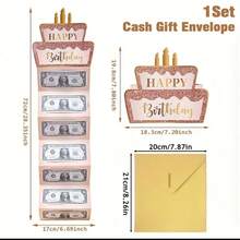 1 Set Schwarz & Gold Geburtstags Geldschein Karte & Umschlag, Geburtstags Geldgeschenk Umschlag, Geburtstags Party Bargeld Geschenk Überraschung, Jahrestags Dekorative Geldschein Karte, Geburtstags Geschenkkarte für Männer, Frauen, Jungen, Mädchen - Banknotenkarte - Übersicht 3