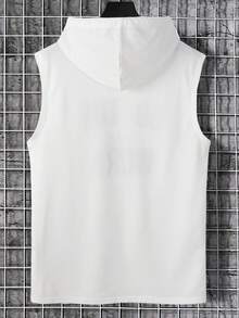 Men's Summer Fashion Casual Drawstring Hooded Vest - White - View 2