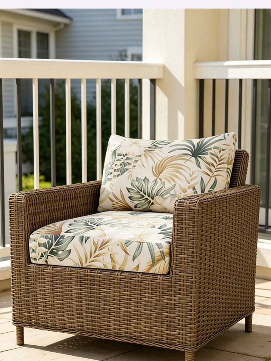 1 chiếc vỏ đệm sofa ngoài trời bằng lụa sữa, in hình hoa lá lớn, độ đàn hồi cao, chống bụi, có thể giặt được, bảo vệ đệm sofa cho mọi mùa. - Nhiều màu - Xem 1