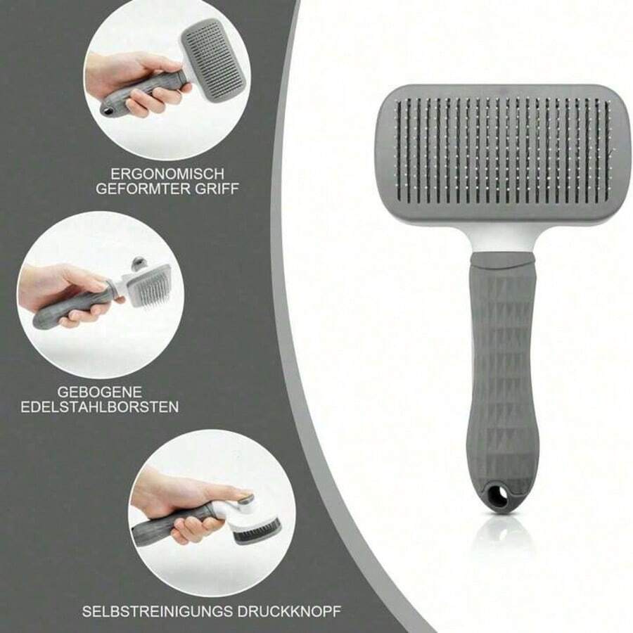 1 lược chải lông tự làm sạch chỉ với một nút bấm - Xám - Xem 1