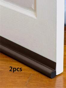 1pc Coffee-Colored Single-Sided Hook-And-Loop Door Crack Doorway Bottom Seal Strip (PU Leather + Foam Tube), The Product Itself Has Textures, The Main Image Is Only For Demonstration Effect - Coffee Brown - View 8
