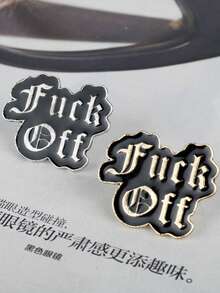 Punk Retro English Engraved Personalized Brooch Denim Badge - Multicolor - View 1