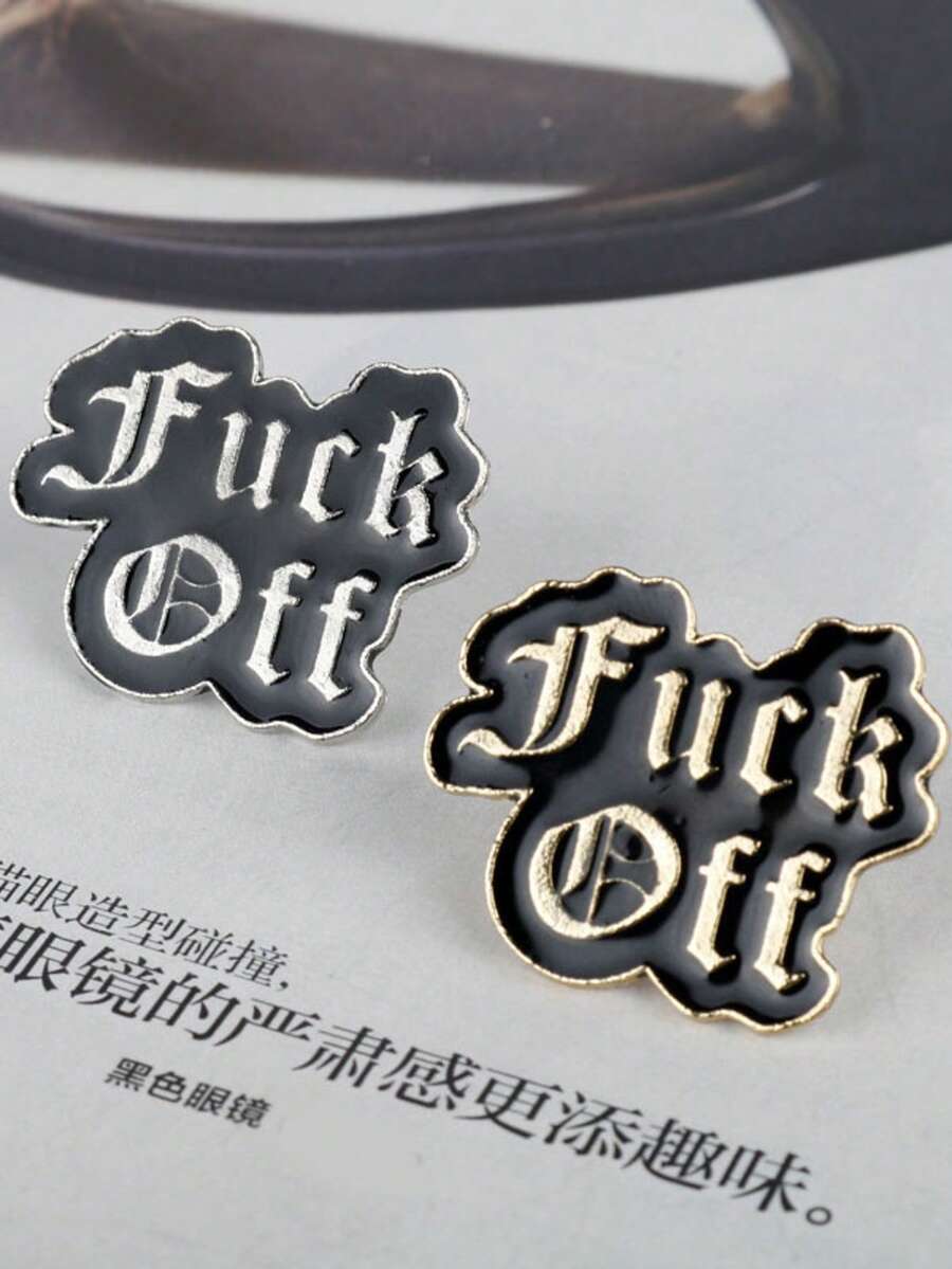 Punk Retro English Engraved Personalized Brooch Denim Badge - Multicolor - View 1