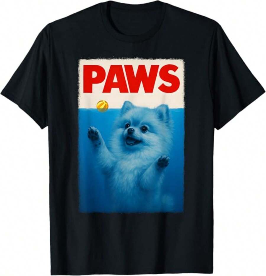Cute Dog Novelty Men Kids Women Funny Pomeranian T-Shirt - 黑色 - 查看 1