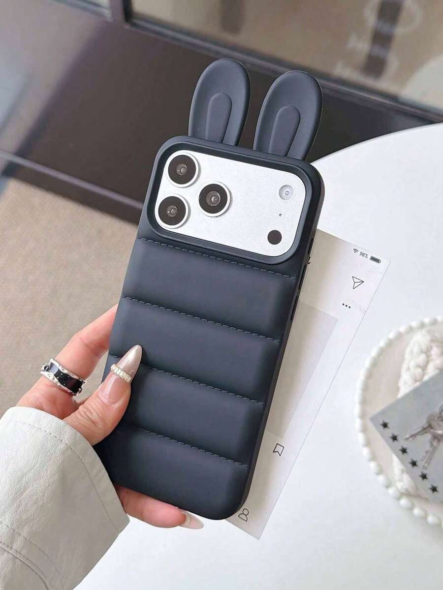 1 chiếc ốp lưng điện thoại hình tai mèo 3D có đệm, thích hợp làm quà tặng ngày lễ, tương thích với Apple 15, 16 Pro/Pro Max, 15, 16, 17, dùng được cho cả nam và nữ. - màu đen - Xem 1