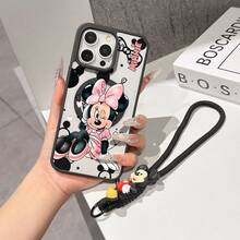 This Disney Mickey Mouse Pattern Lanyard Phone Case Features A Strong Magnetic Closure And Full Coverage Of Acrylic And TPU Material. It's Shockproof, Lightweight, And Suitable For IPhone17/16/11/13/15/15 Plus/15 Pro/15 Pro Max/12/14 Pro Max/11 Pro Max/12 Pro/12 Pro Max/13. It's A Popular Birthday Gift, Business Gift, Durable, Stain-Resistant, And Fingerprint-Resistant New Phone Case For Men And Women. It Also Includes A Mickey Mouse Phone Case And Mickey Mouse Doll Bracelet. Compatible With SamsungGalaxy S20, S21, S22, S23, And S24 Series. It's The Perfect Gift For Friends And Family. This Stylish Phone Case Is Fun, Lightweight, And Durable. IPhone17 Pro Max Phone Case, Minnie Phone Case. - Trong sáng - Xem 5