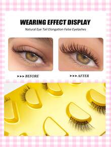 5 Pairs Natural Half Eyelashes, Clear Band Wispy False Eyelashes, Reusable Soft 3D Faux Mink Lashes, Invisible Transparent Stem Half Lashes For Daily Makeup, Natural Fluffy Cat Eye Look - View 6