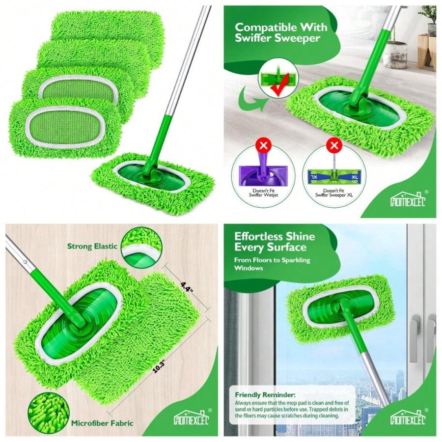 Reusable Microfiber Mop Pad Refills Multipack For Wet And Dry Floor Cleaning - 1 - 查看 1
