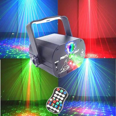 DJ Disco Stage Party Lights, LED Sound Activated Laser Lights RGB Strobe Projector With Remote Control, Suitable For Christmas, Halloween Decoration, Karaoke Bar, KTV, Dance Hall, Birthday, Wedding And Other Occasions, Great Gift